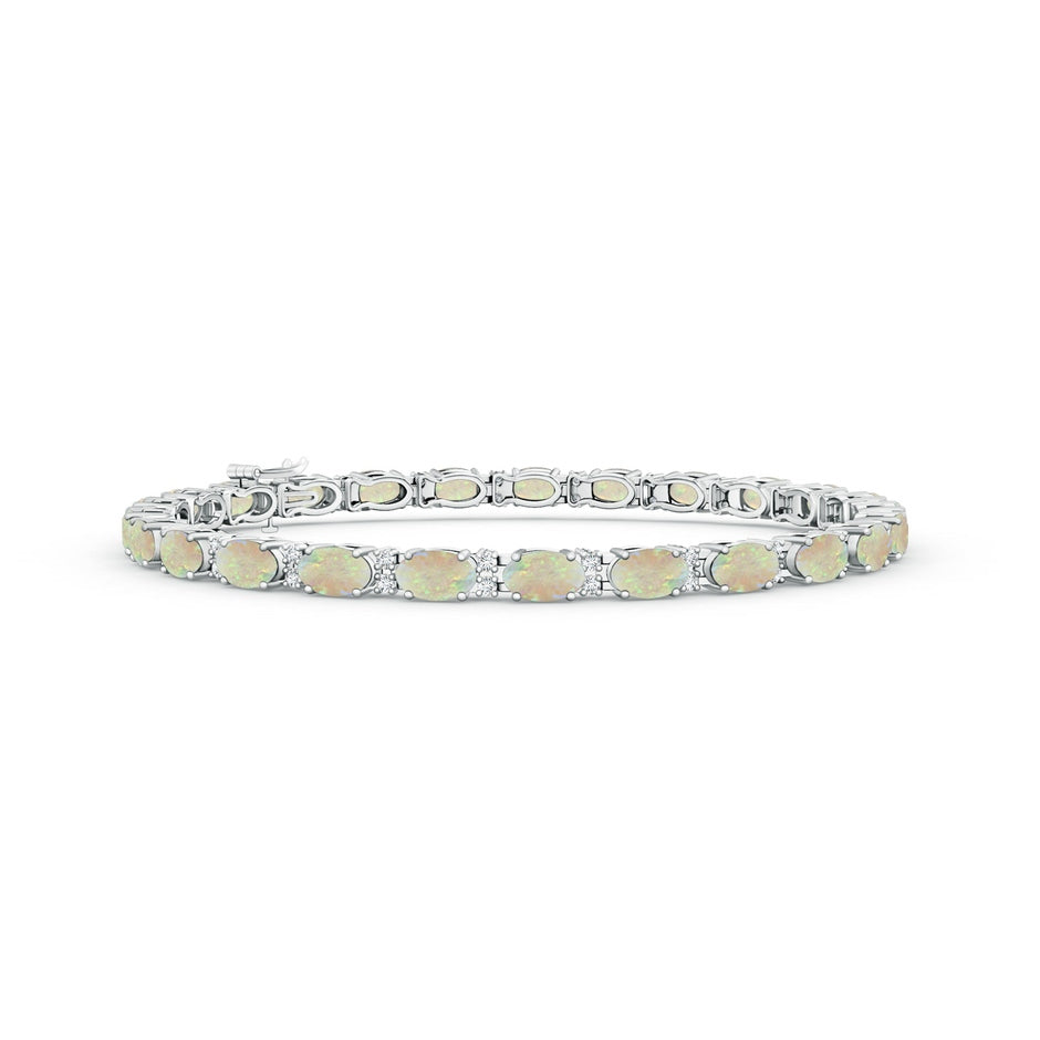 Classic Oval Opal and Diamond Tennis Bracelet