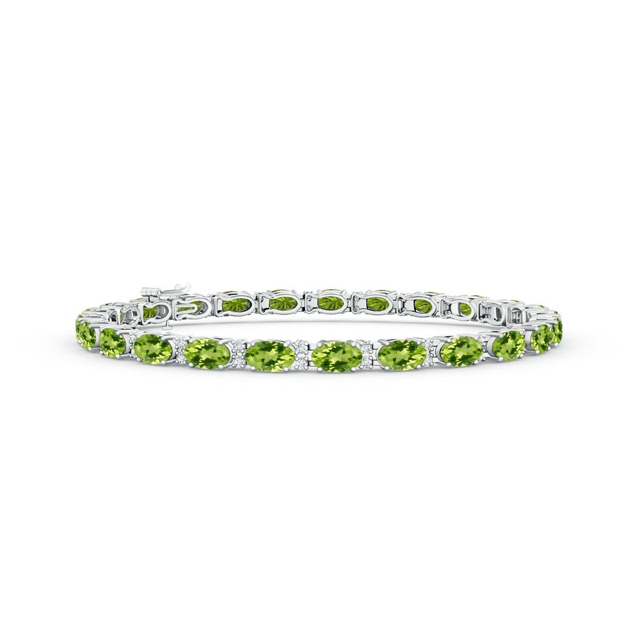 Classic Oval Peridot and Diamond Tennis Bracelet