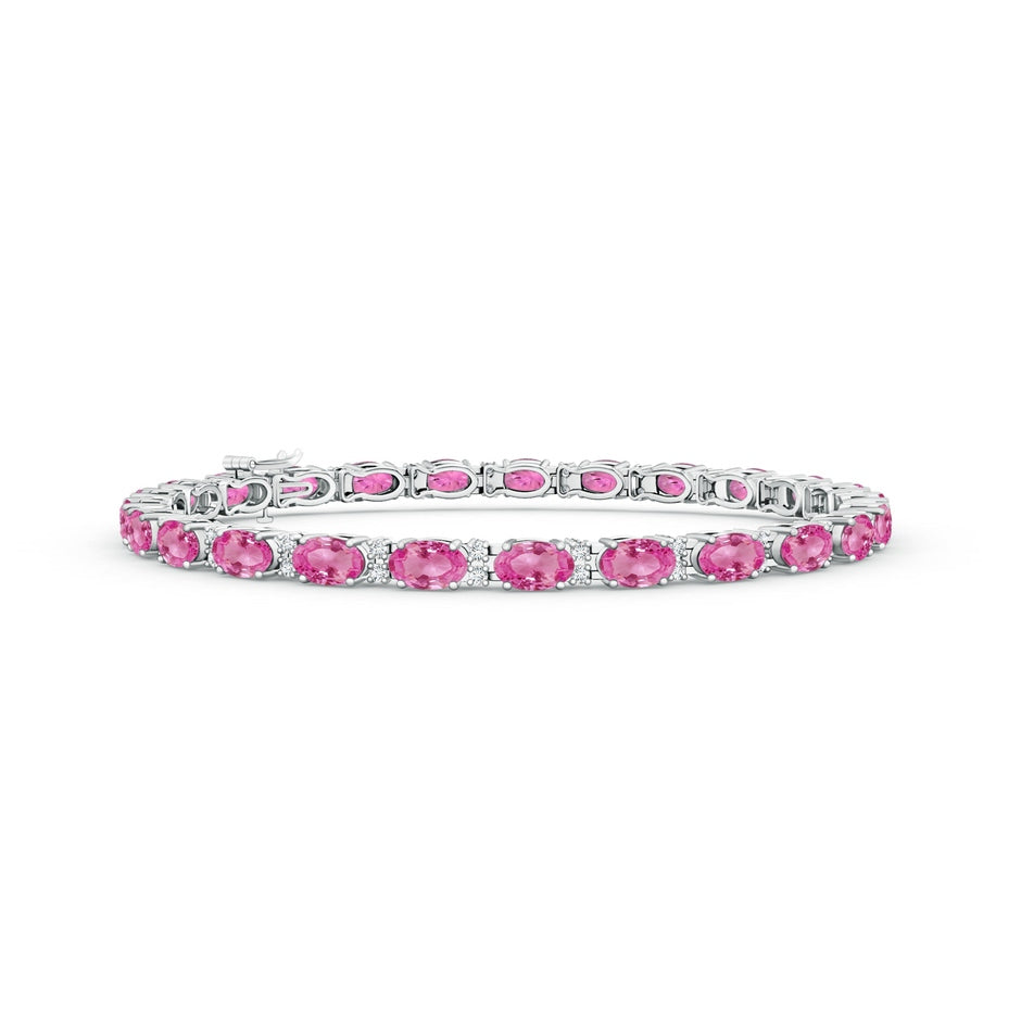 Classic Oval Pink Sapphire and Diamond Tennis Bracelet