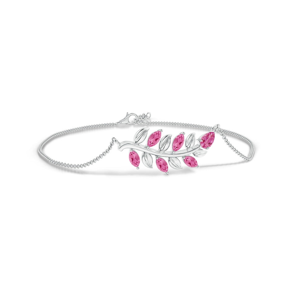 Pear and Marquise Pink Sapphire Olive Branch Bracelet