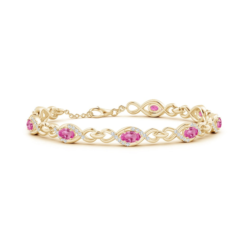 Oval Pink Sapphire Infinity Link Bracelet with Diamonds
