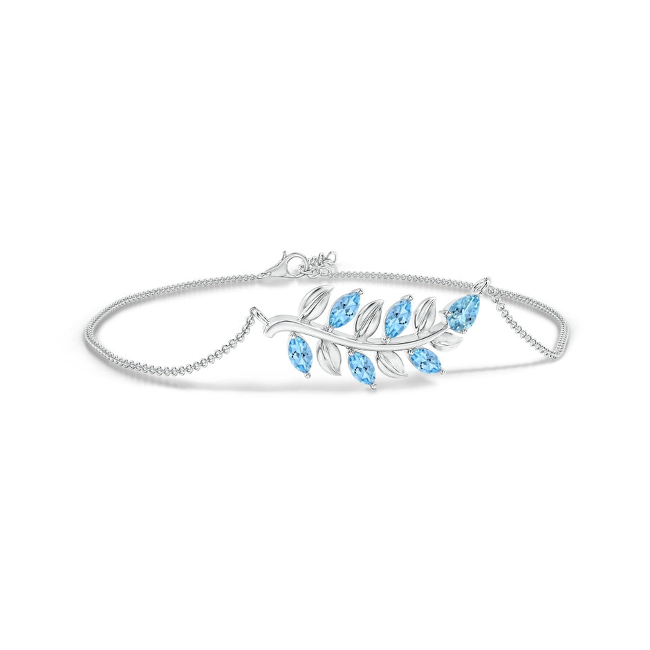 Pear and Marquise Aquamarine Olive Branch Bracelet