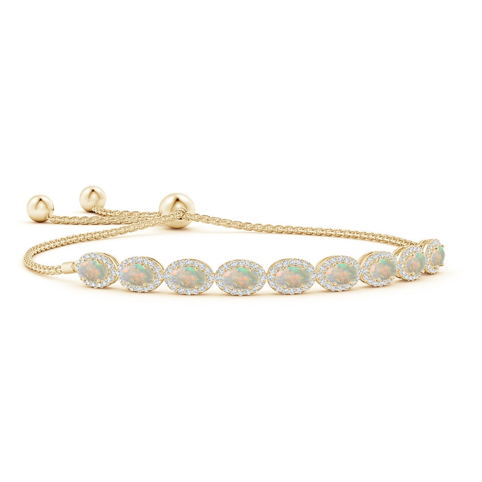 Oval Opal Bolo Bracelet with Diamond Halo
