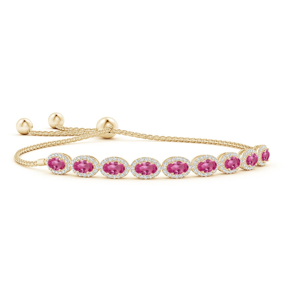 Oval Pink Sapphire Bolo Bracelet with Diamond Halo