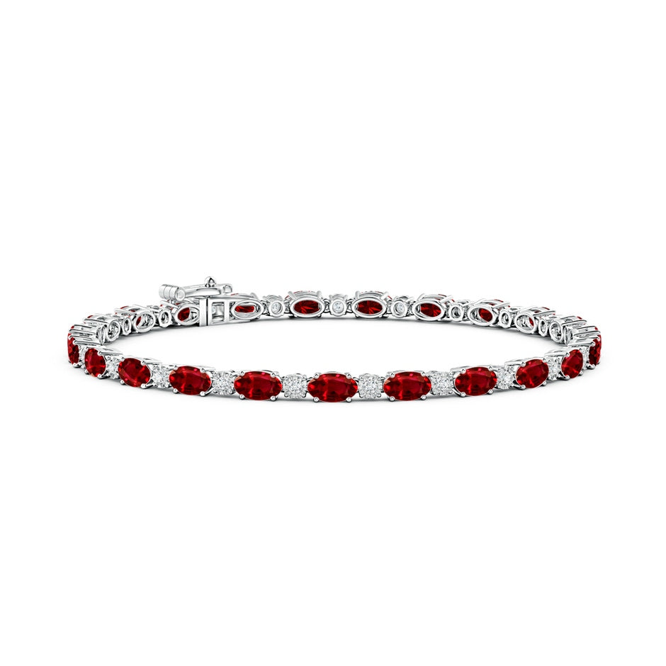 Lab-Grown Oval Ruby Tennis Bracelet with Gypsy Diamonds