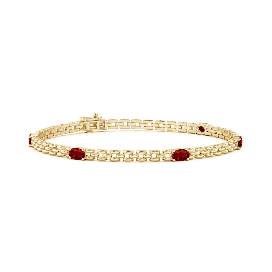 Five Stone Oval Ruby Station Link Bracelet