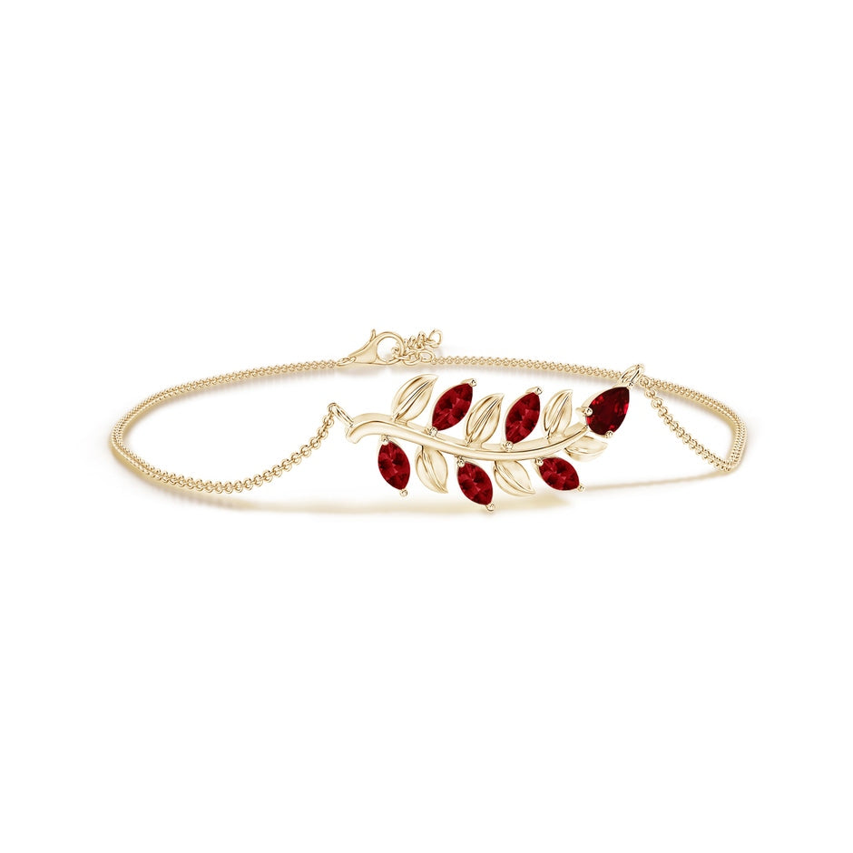 Pear and Marquise Ruby Olive Branch Bracelet