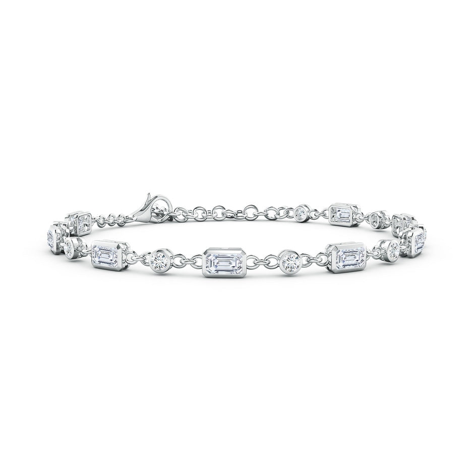 Emerald-Cut and Round Lab-Grown Diamond Station Bracelet