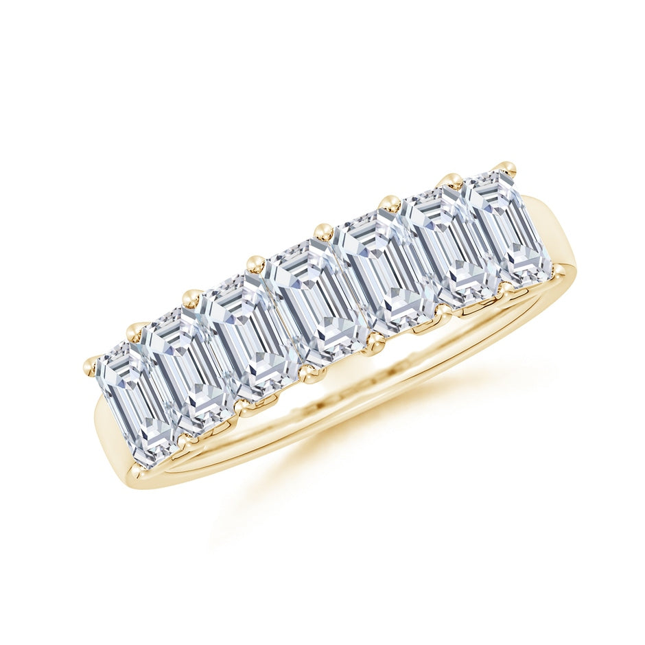 Lab-Grown Prong-Set Emerald-Cut Diamond Seven Stone Wedding Ring