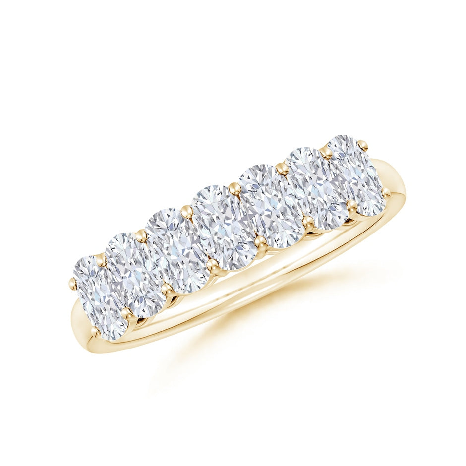 Lab-Grown Prong-Set Cushion Rectangular Diamond Seven Stone Wedding Ring