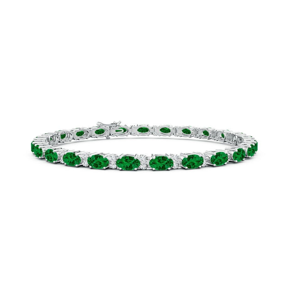 Lab-Grown Classic Oval Emerald and Lab Diamond Tennis Bracelet