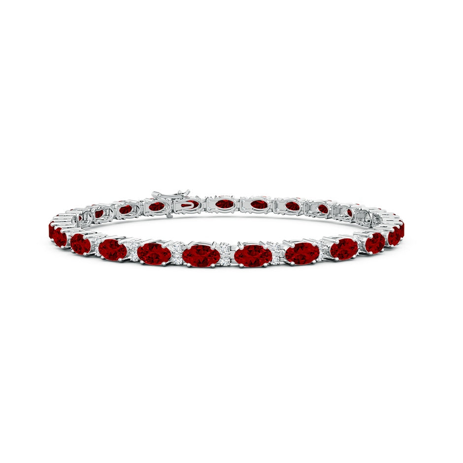 Lab-Grown Classic Oval Ruby and Lab Diamond Tennis Bracelet