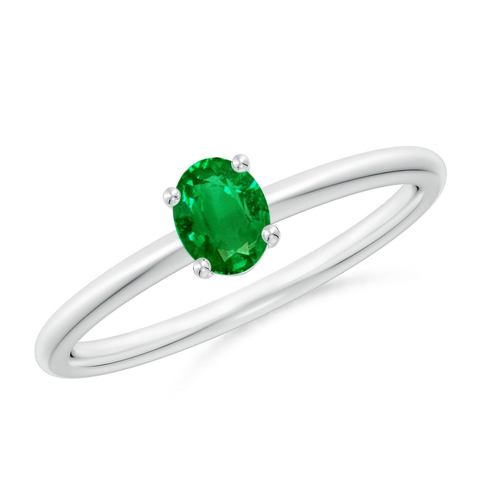 Classic Solitaire Oval Emerald Promise Ring