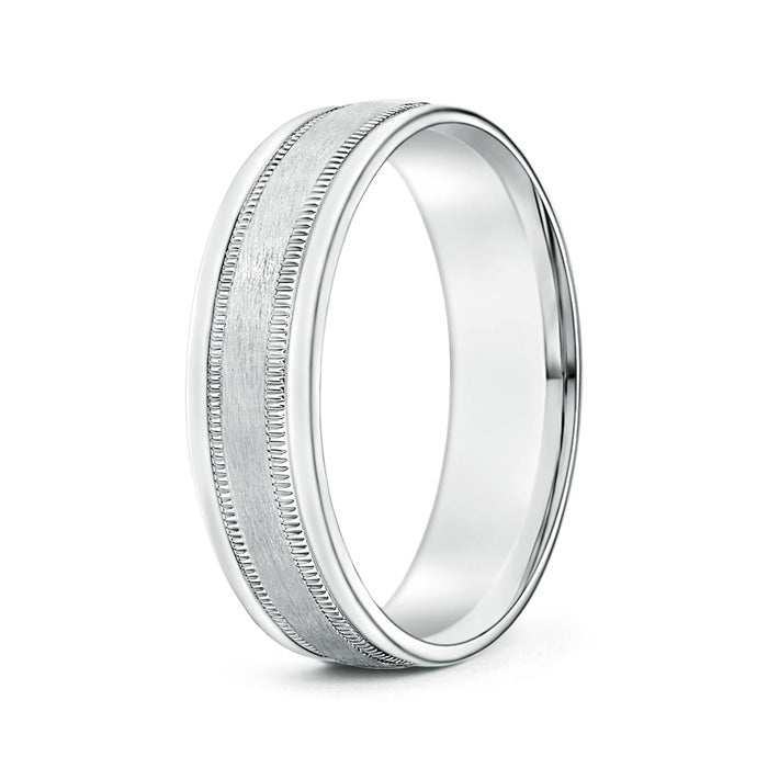 Satin Finish Comfort Fit Milgrain Wedding Band for Him