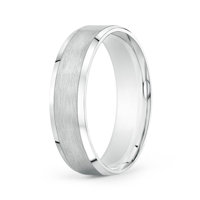 Beveled Edge Satin Comfort Fit Wedding Band