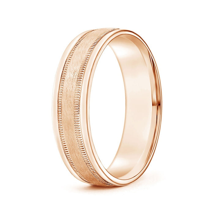Satin Finish Comfort Fit Milgrain Wedding Band for Him