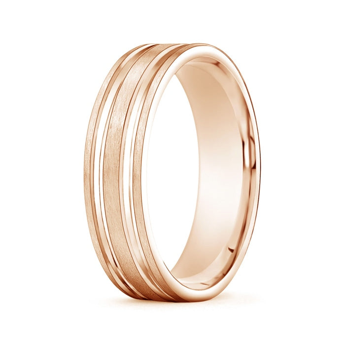 Parallel Grooved Comfort Fit Satin Wedding Band for Him