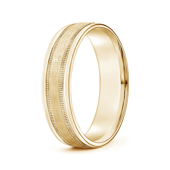 Satin Finish Comfort Fit Milgrain Wedding Band for Him