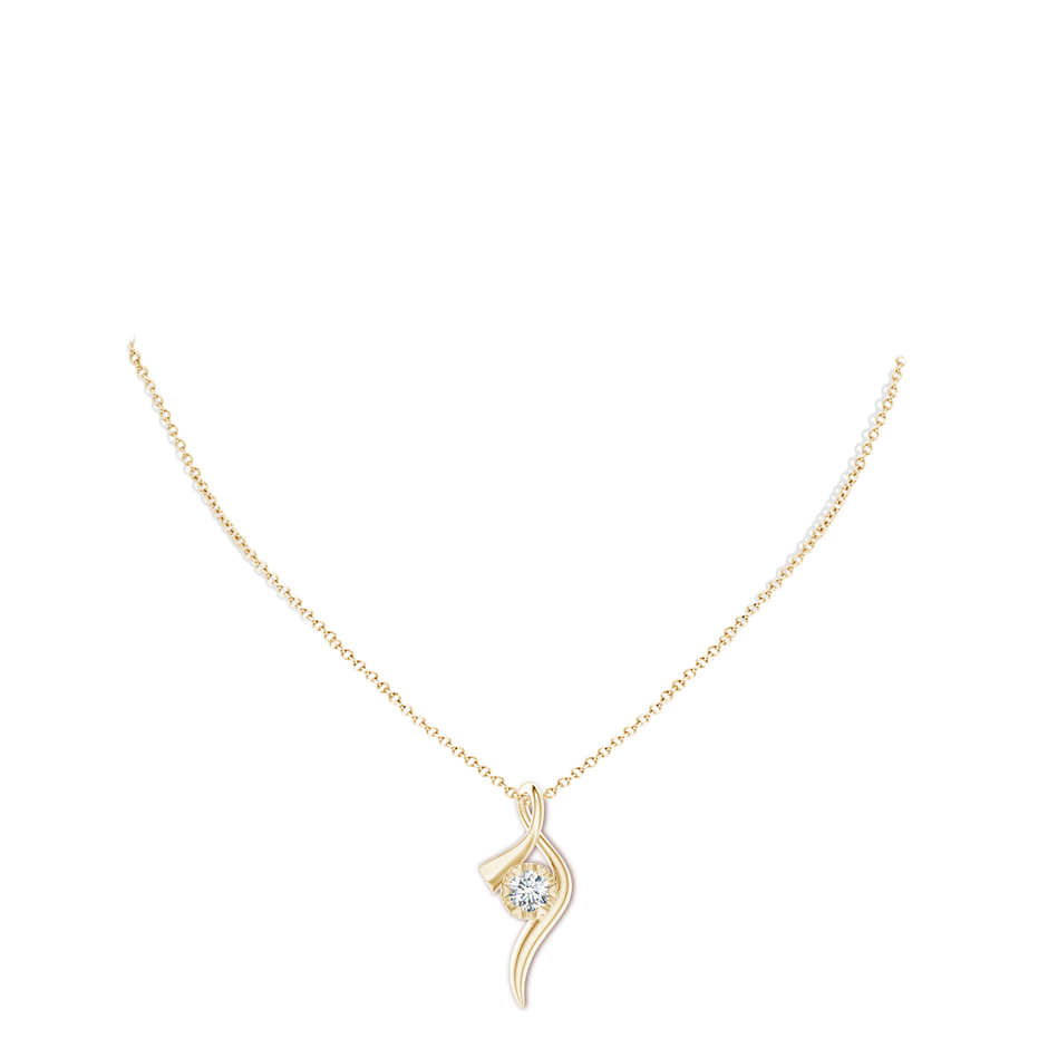 Lab-Grown Solitaire Diamond Ribbon Pendant