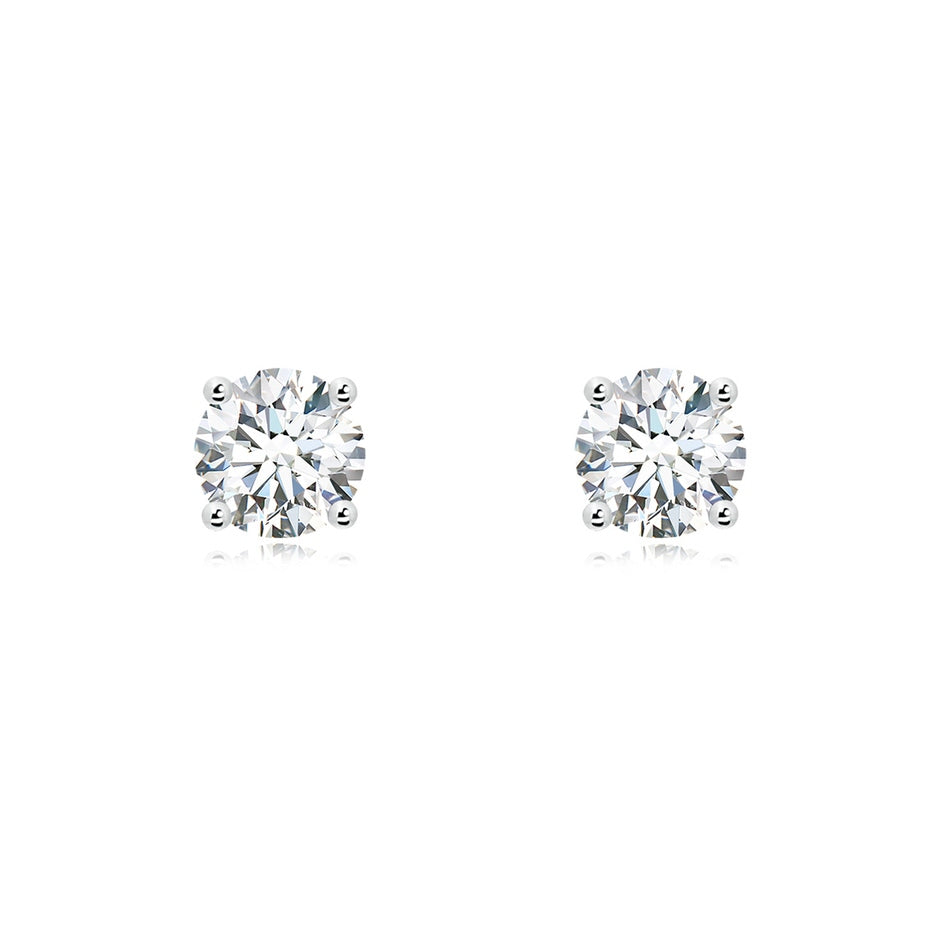 Lab-Grown Basket-Set Solitaire Diamond Stud Earrings