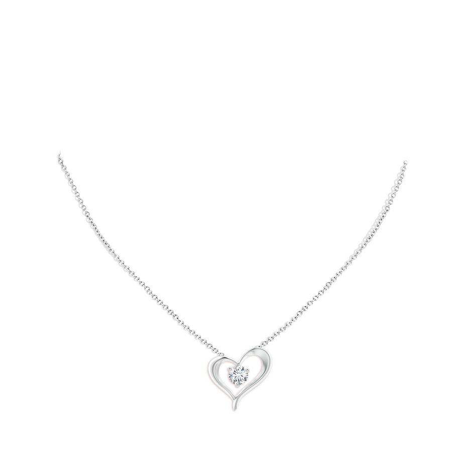 Lab-Grown Solitaire Diamond Ribbon Heart Pendant