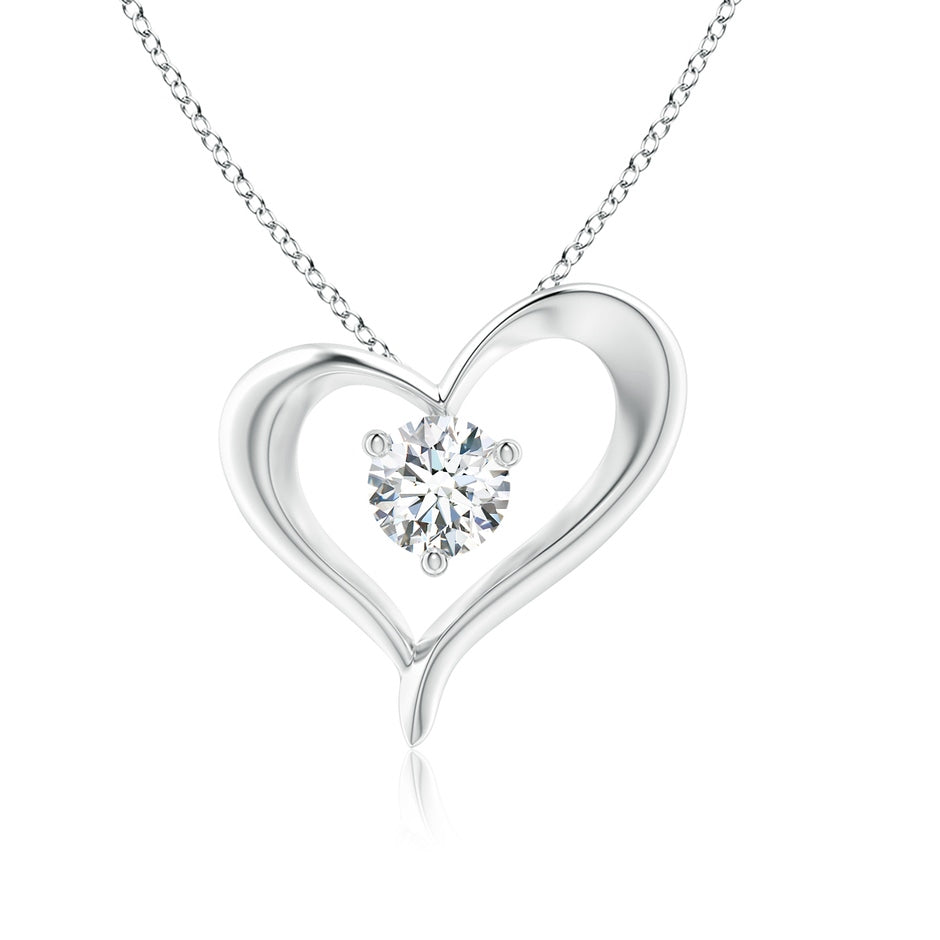 Lab-Grown Solitaire Diamond Ribbon Heart Pendant