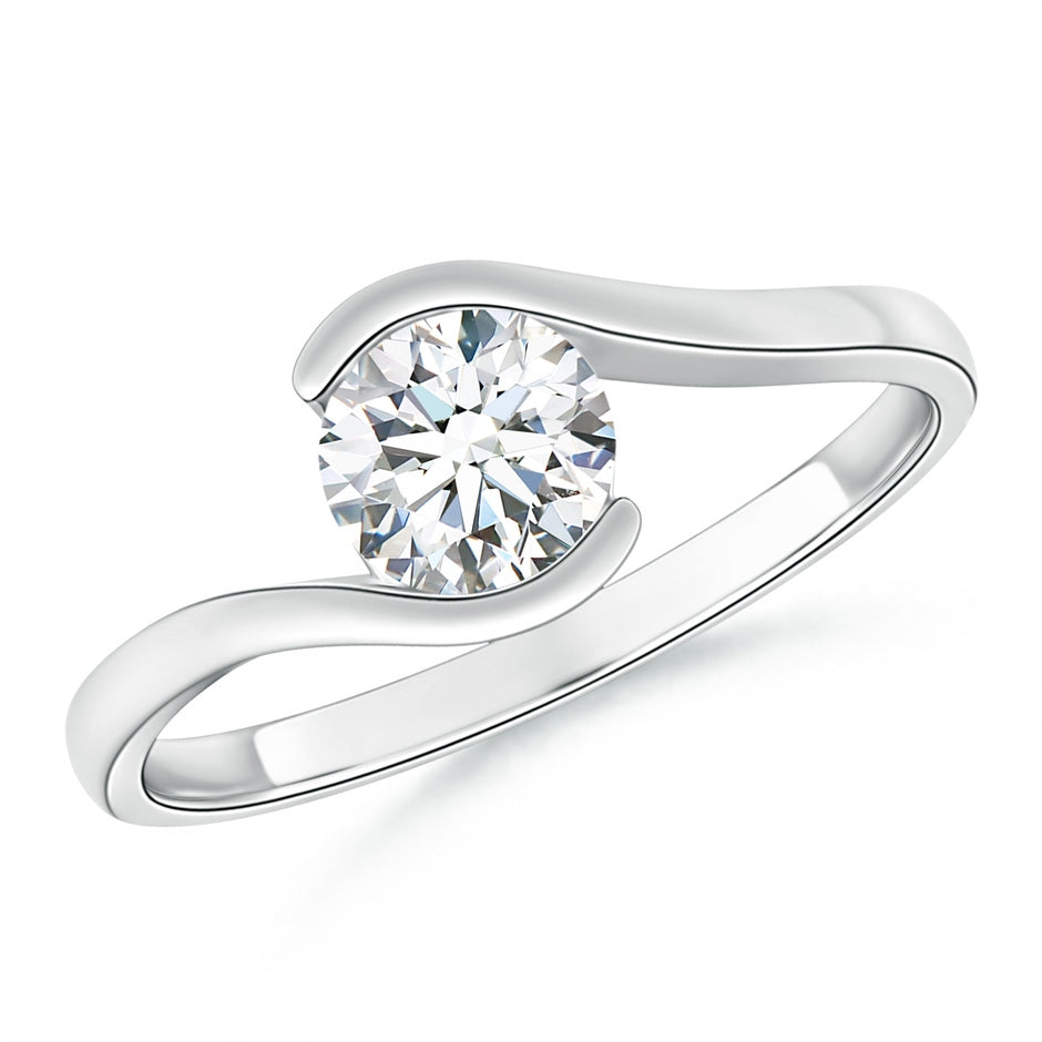 Lab-Grown Semi Bezel-Set Solitaire Round Diamond Bypass Ring