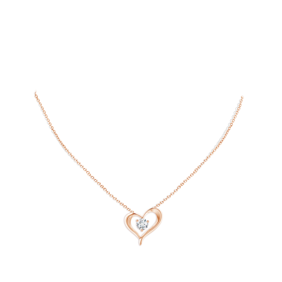 Lab-Grown Solitaire Diamond Ribbon Heart Pendant
