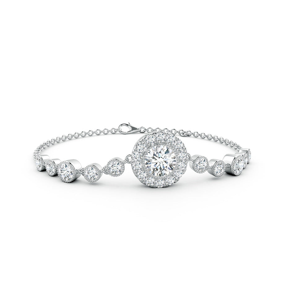 Lab-Grown Vintage Style Bezel-Set Diamond Bracelet