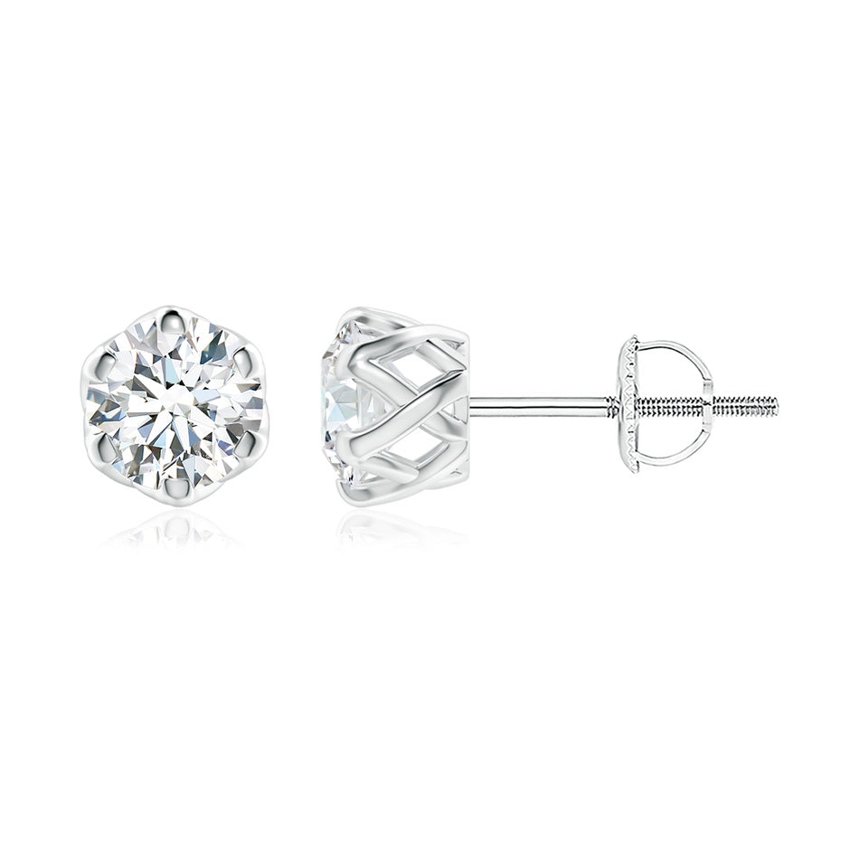 Lab-Grown Six Prong-Set Diamond Solitaire Filigree Stud Earrings