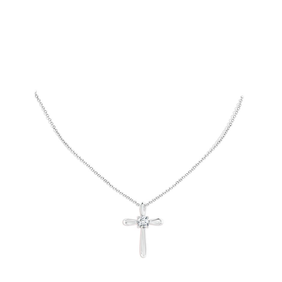 Prong-Set Round Lab-Grown Diamond Ribbon Twist Cross Pendant