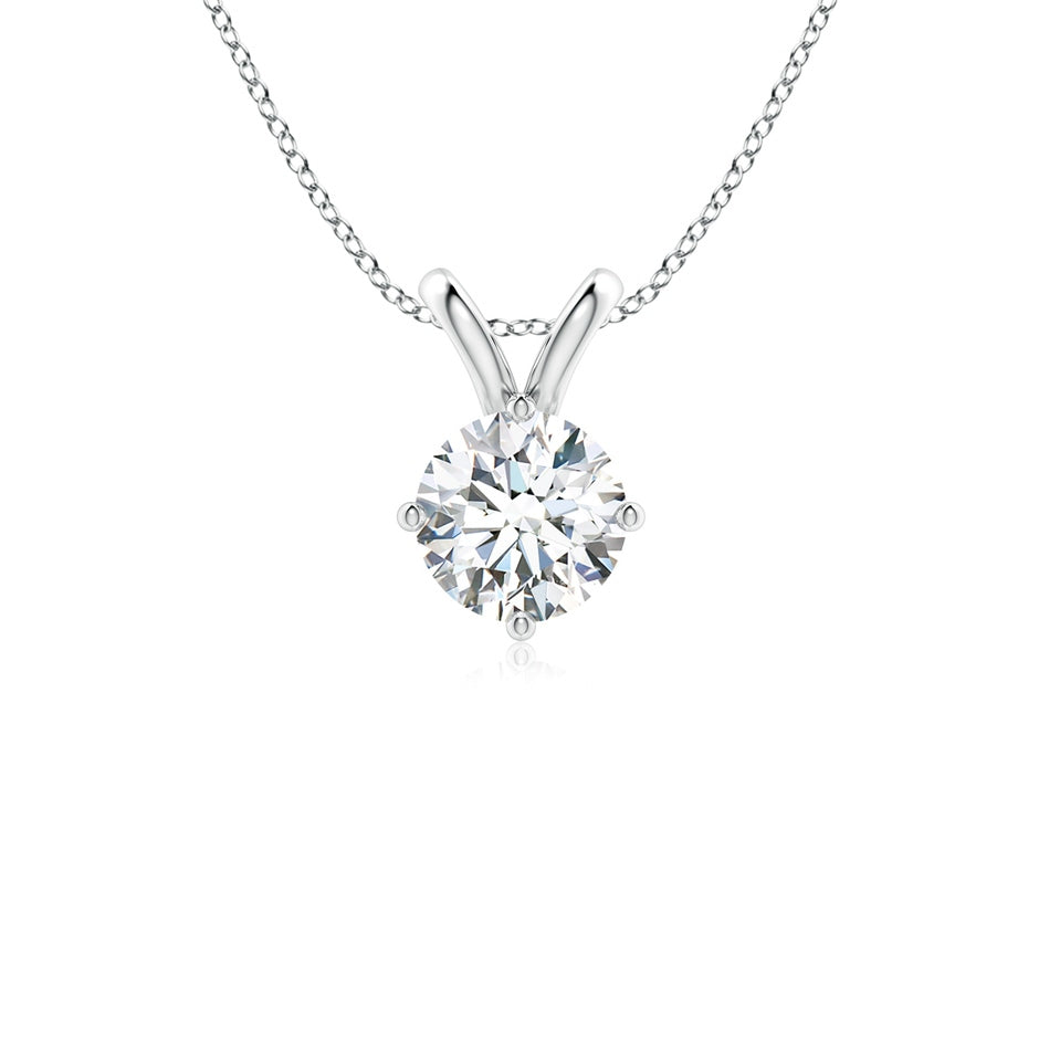 Round Prong-Set Lab-Grown Diamond Solitaire V-Bale Pendant