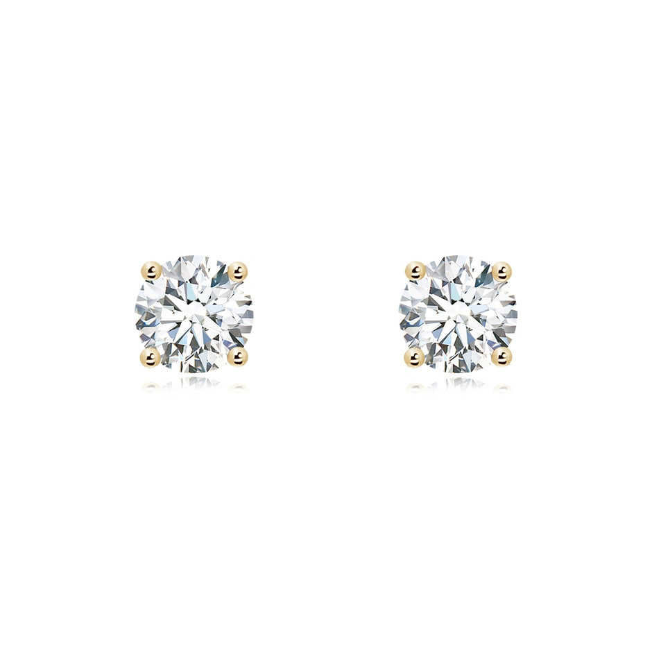 Lab-Grown Basket-Set Solitaire Diamond Stud Earrings