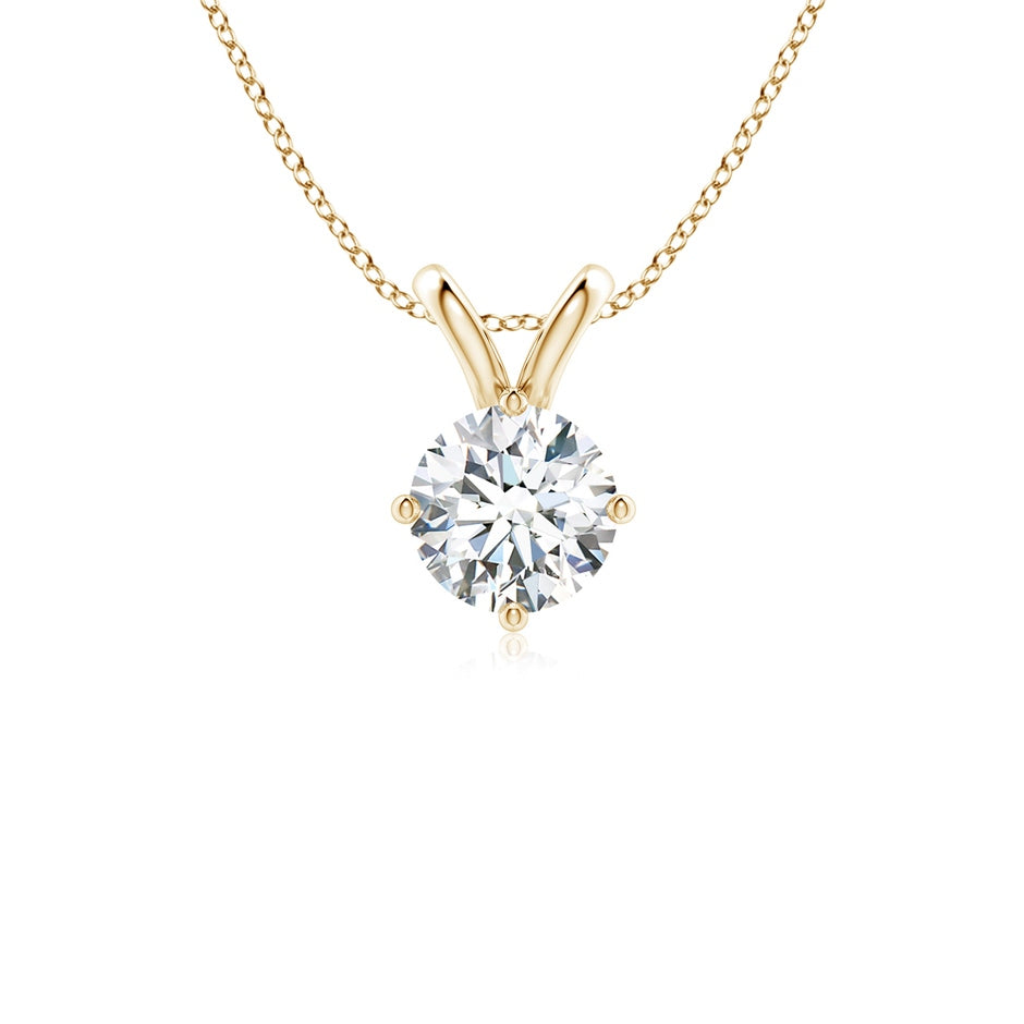 Round Prong-Set Lab-Grown Diamond Solitaire V-Bale Pendant