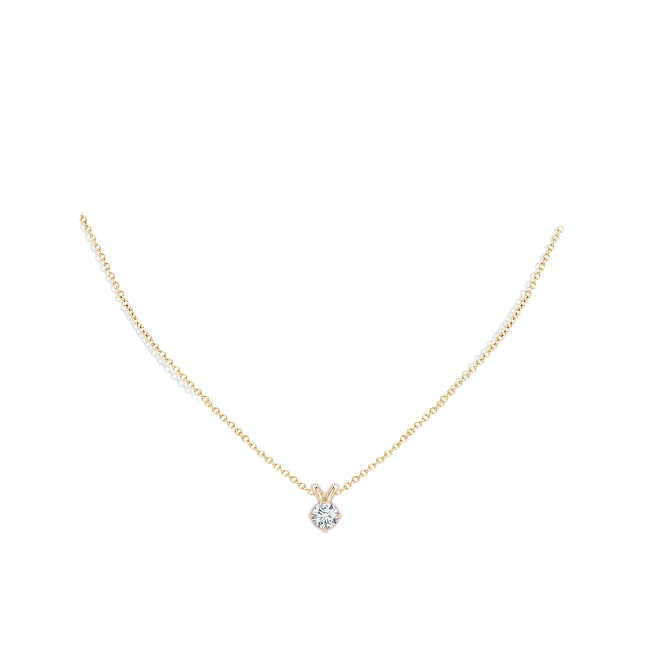 Round Prong-Set Lab-Grown Diamond Solitaire V-Bale Pendant