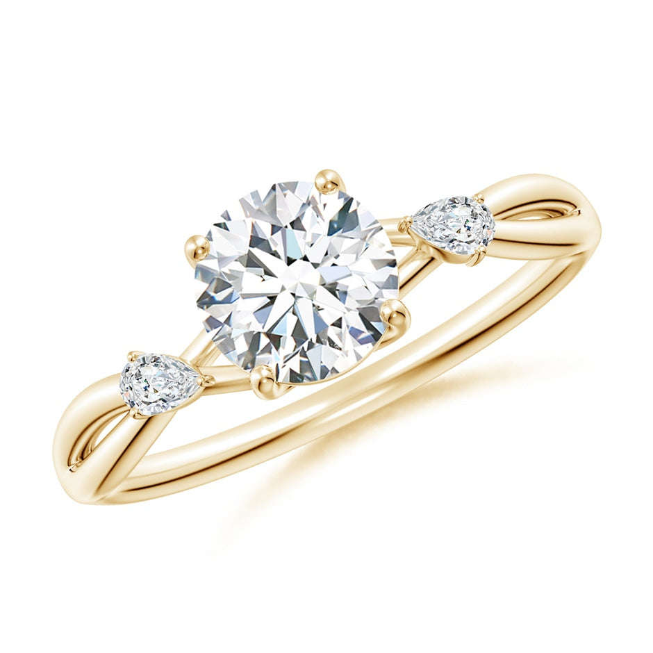 Lab-Grown Nature Inspired Round Diamond Side Stone Engagement Ring