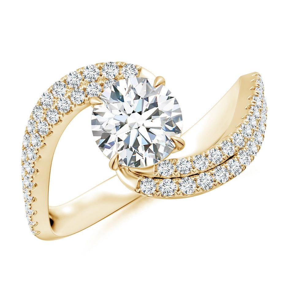 Round Lab-Grown Diamond Curved Bypass Shank Engagement Ring
