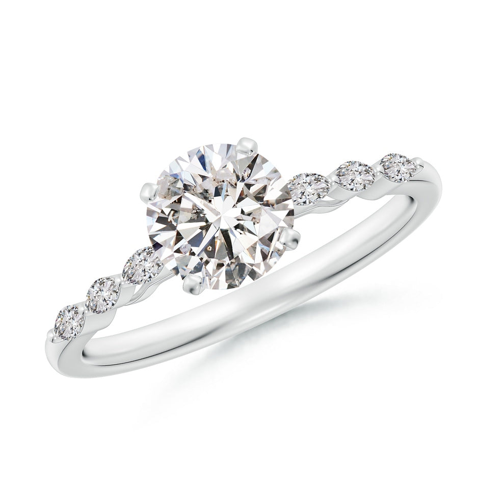 Round Diamond Engagement Ring with Marquise Accents