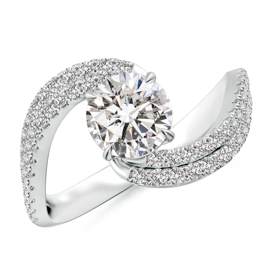 Round Diamond Curved Bypass Shank Engagement Ring