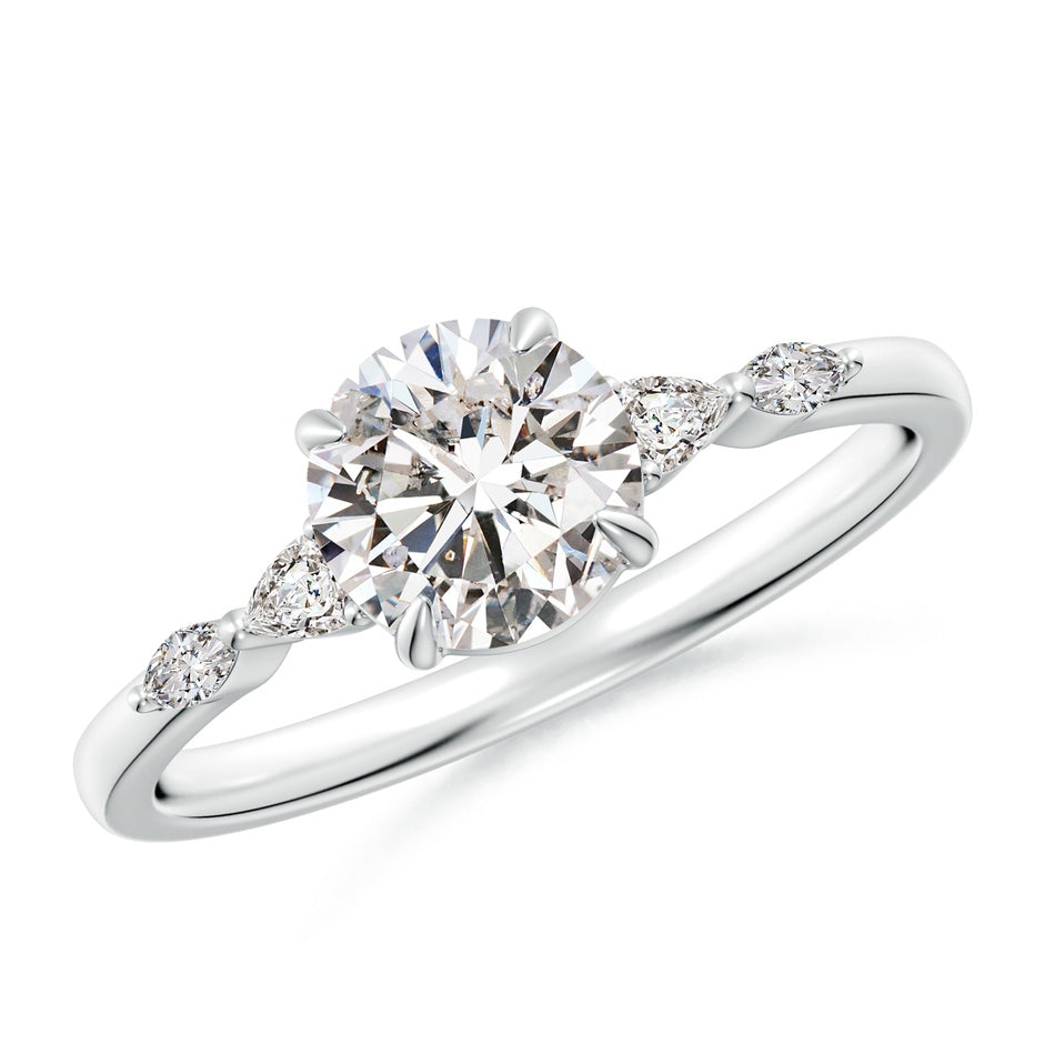 Claw-Set Round Diamond Side Stone Engagement Ring