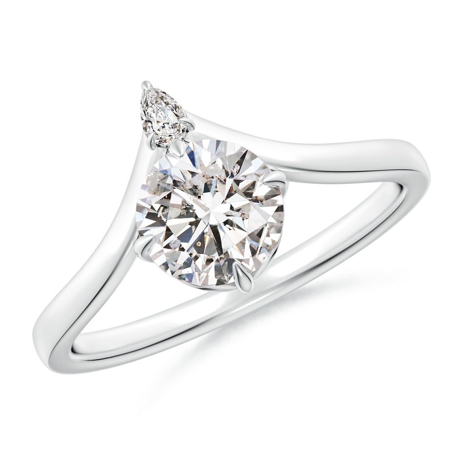 Prong-Set Round Diamond Chevron Engagement Ring