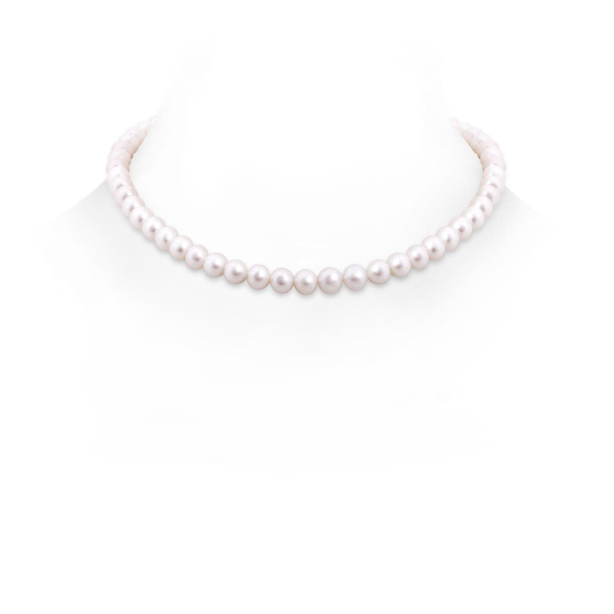 7-8 MM 7-8mm, 16" Single Strand Freshwater Pearl Necklace in Silver