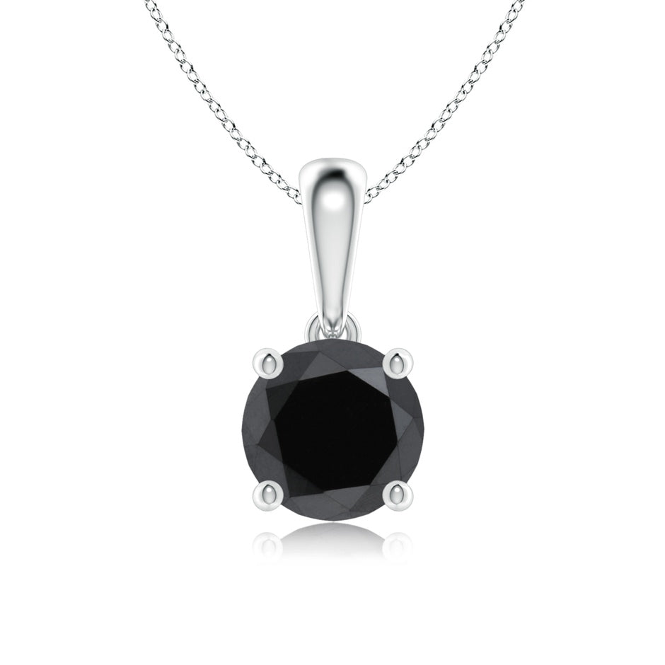 Classic Prong-Set Round Enhanced Black Diamond Solitaire Pendant