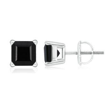 Basket-Set Square Black Onyx Stud Earrings