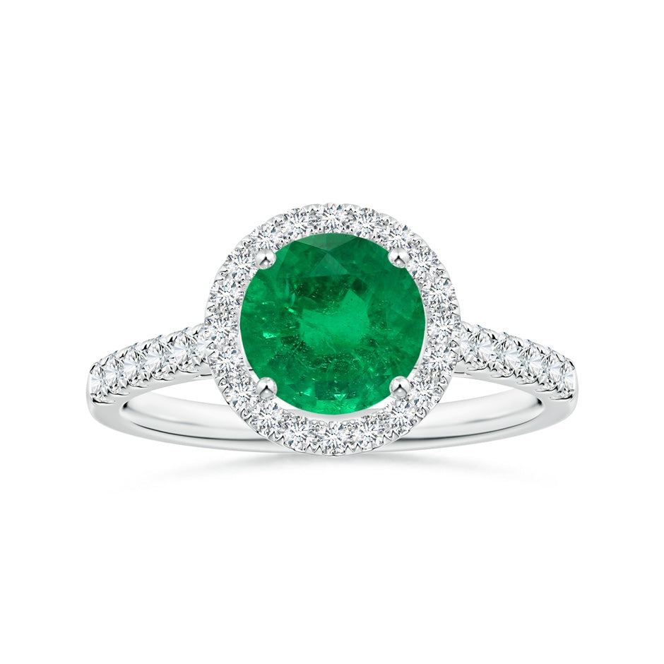 GIA Certified Round Emerald Halo Ring with Diamond