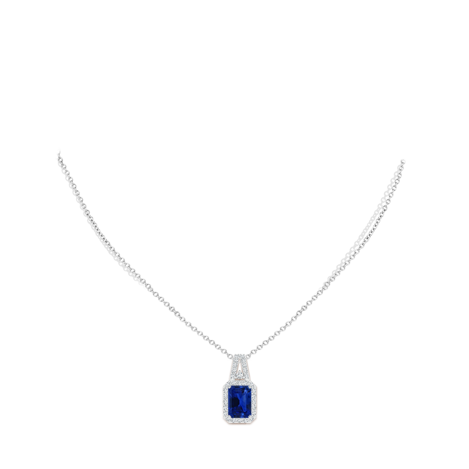 GIA Certified Emerald Cut Sapphire Halo Pendant