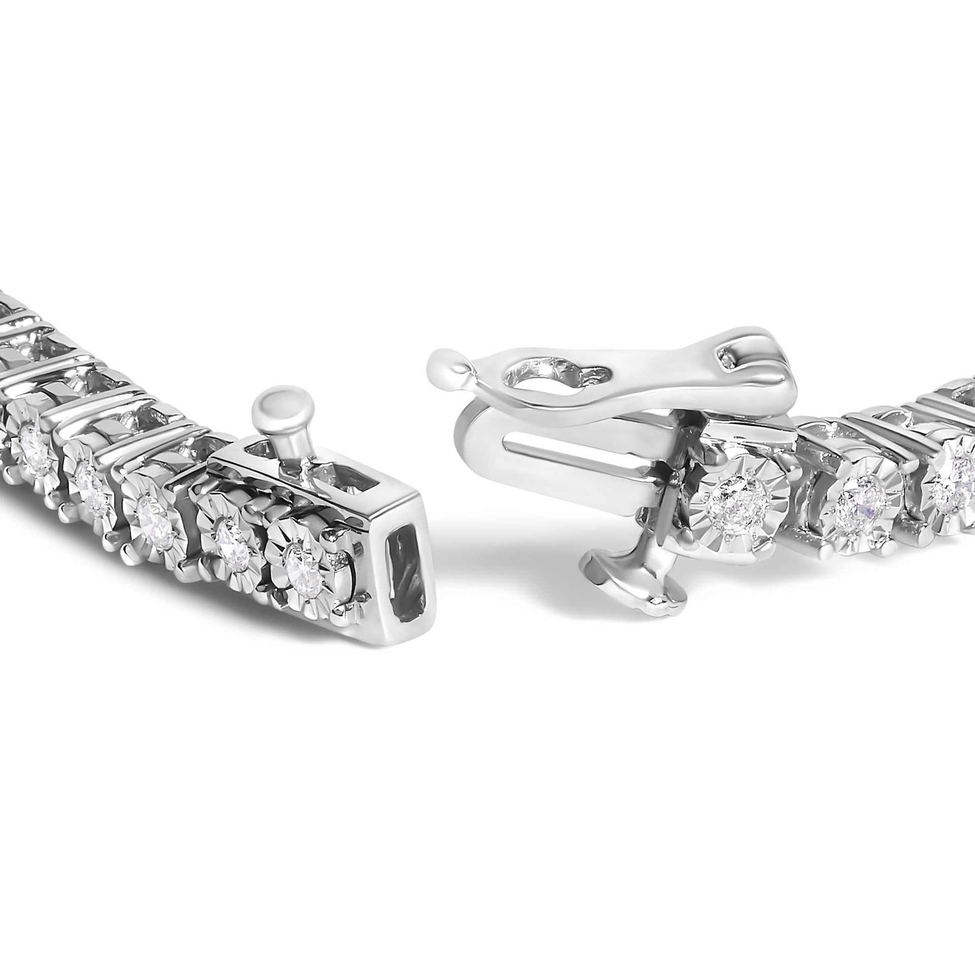 14K White Gold 3.0 Cttw Lab Grown Diamond Illusion-Set Miracle Plate Tennis Bracelet (F-G Color, VS1-VS2 Clarity) - Size 7.25'