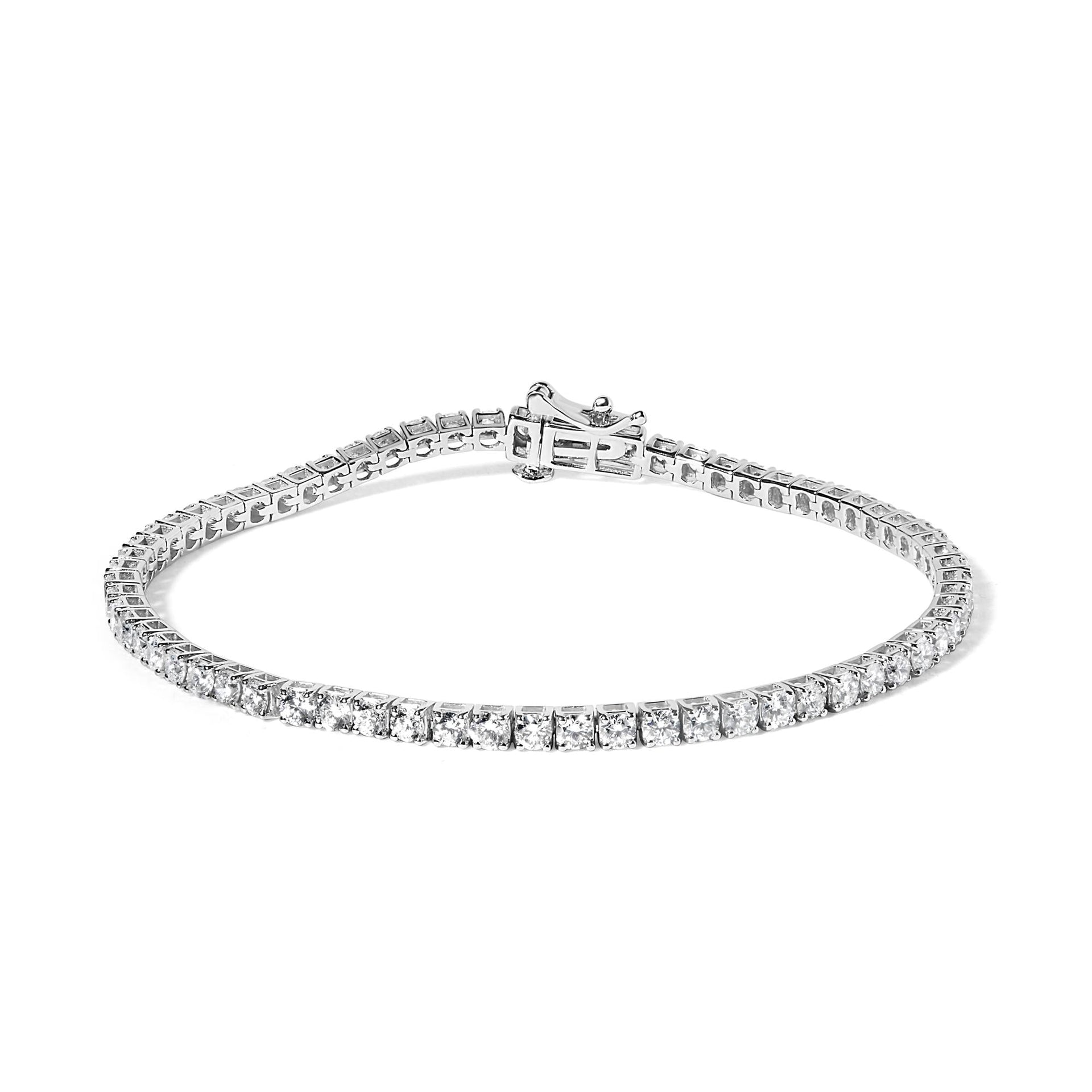 14K White Gold Classic Lab-Grown Diamond Tennis Bracelet (F-G Color, VS2-SI1 Clarity) - 7' Inches