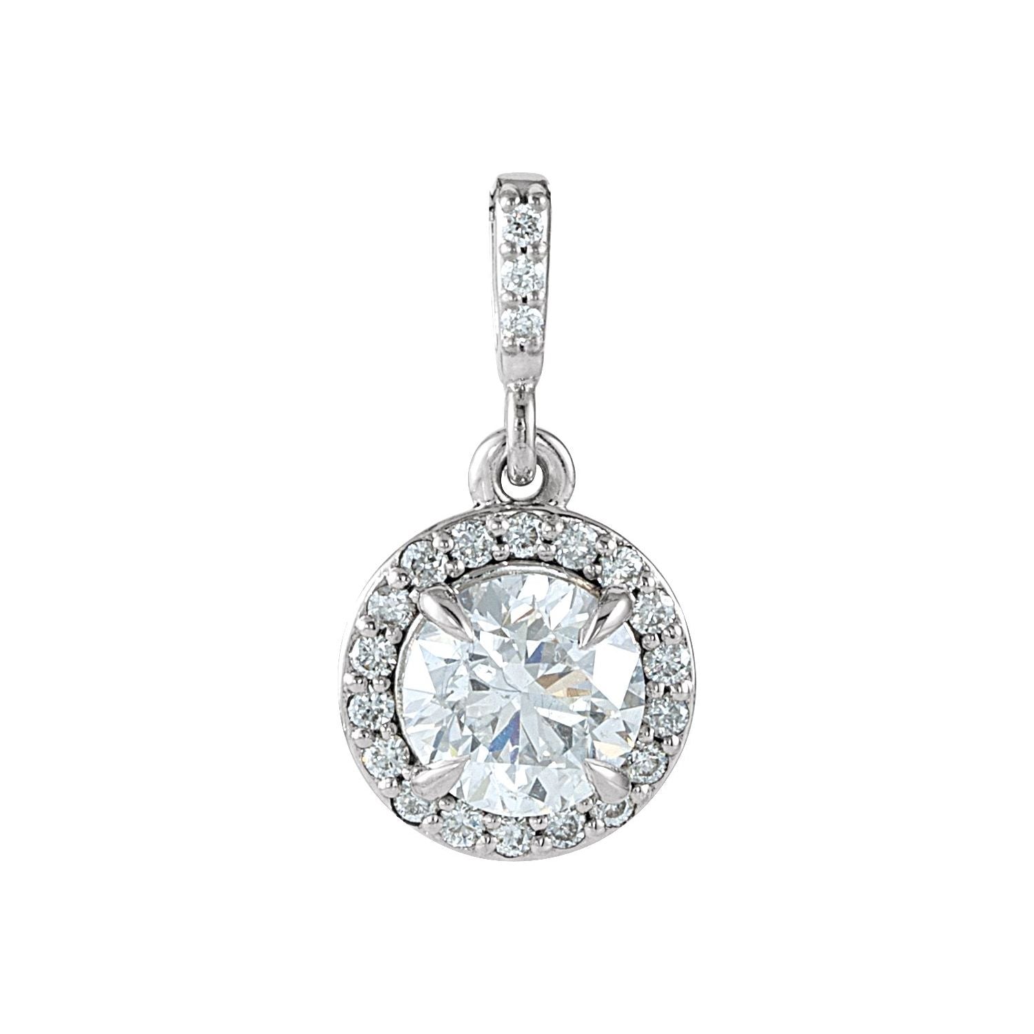 14k Gold 1/2ct Lab-grown Diamond Halo-style Pendant