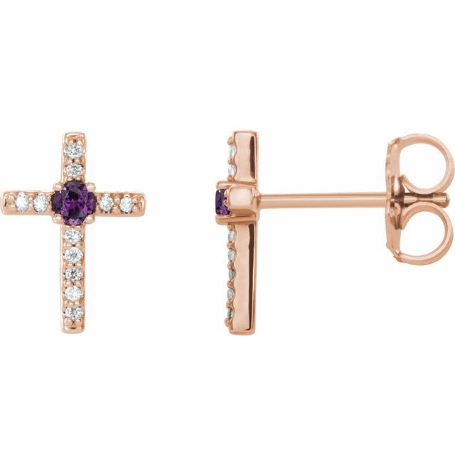 0.05Ct Lab-grown and Natural Diamond Earrings in 14K Rose Gold